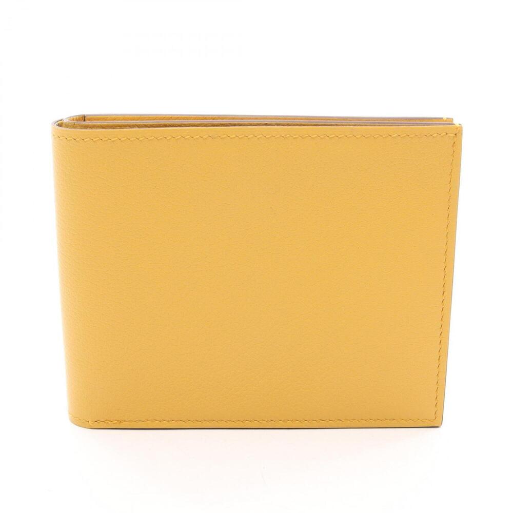 Hermes Citizen Twill Compact Sun Bi-fold Wallet, Veau Evercolor, Women's, Yellow